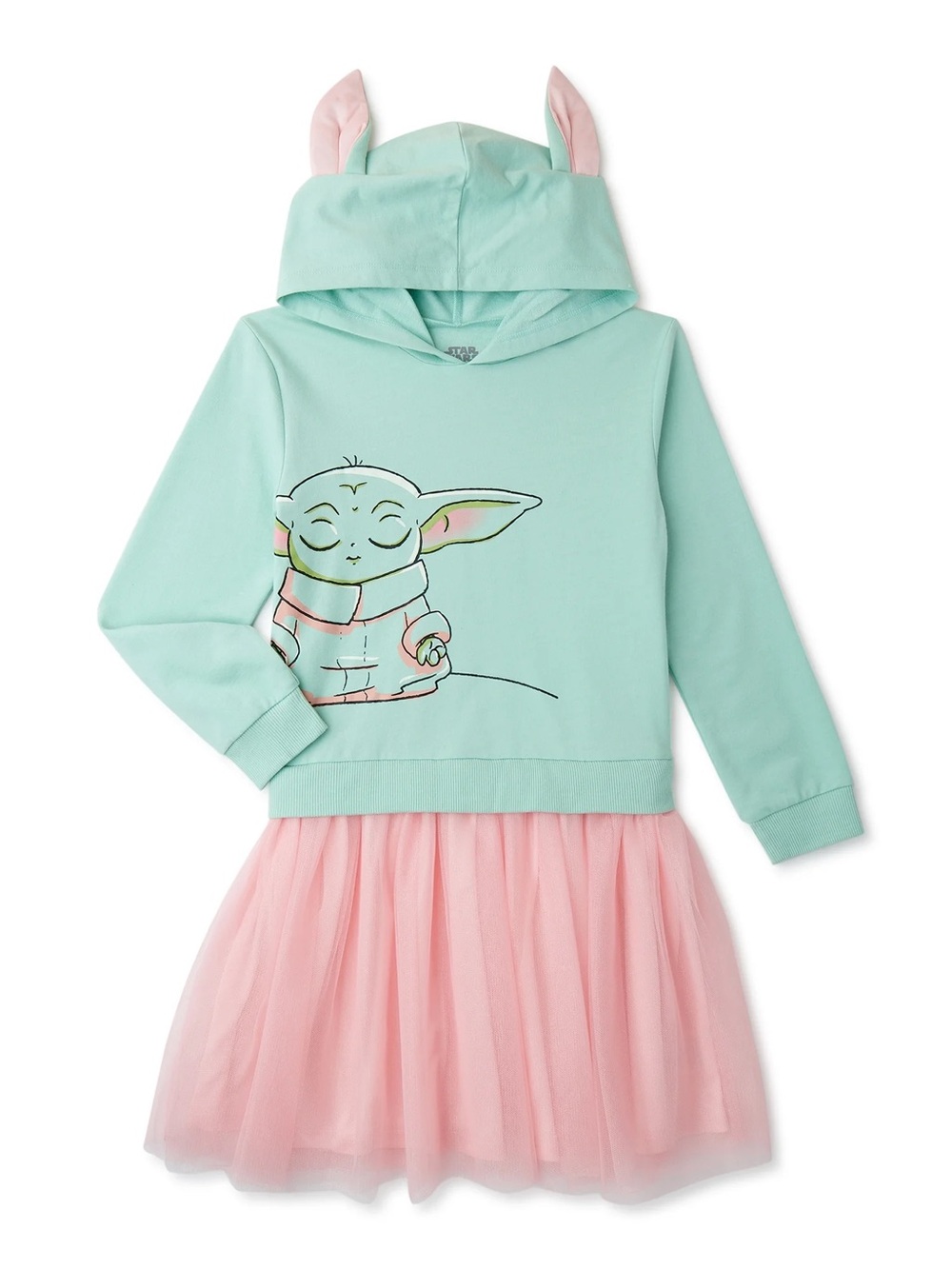 Star Wars Mandalorian Baby Yoda Child cosplay Tutu Dress Hood small 6/6X